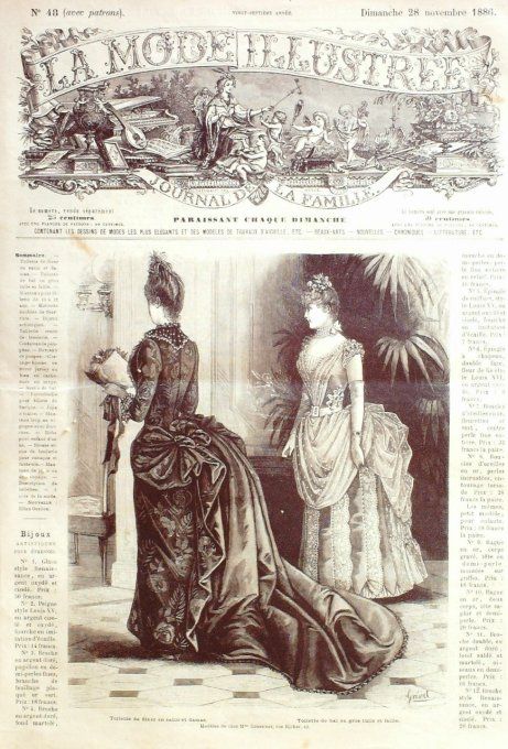 Journal Mode illustrée 1886 # 48 Toilettes de dîner & bal