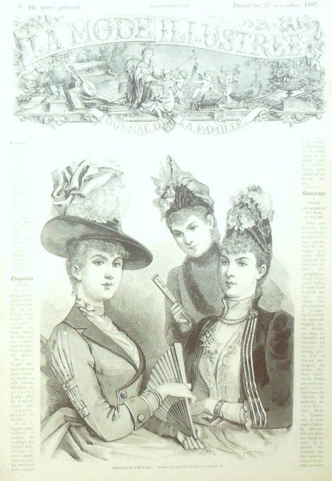 Journal Mode illustrée 1887 # 48 Chapeaux d'hiver