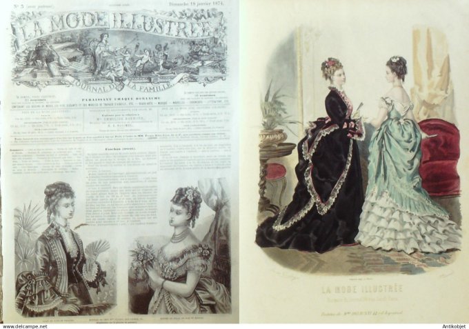 La Mode illustrée journal + gravure associée 1874 #  3