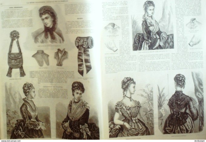 La Mode illustrée journal + gravure associée 1874 #  3