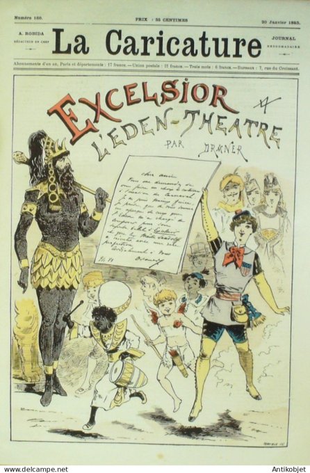 La Caricature 1883 n°160 Excelsior L'Eden théâtre Draner Caran d'Ache Trock