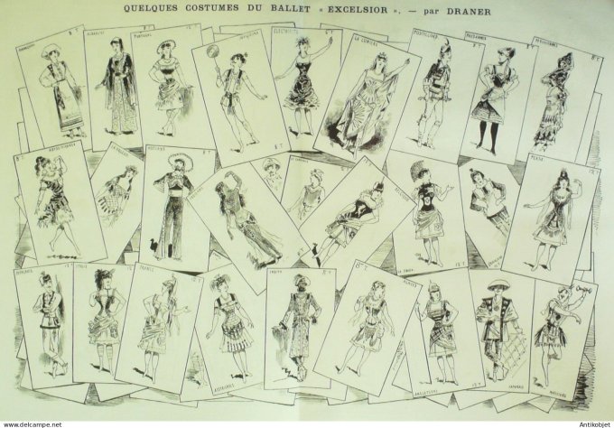 La Caricature 1883 n°160 Excelsior L'Eden théâtre Draner Caran d'Ache Trock