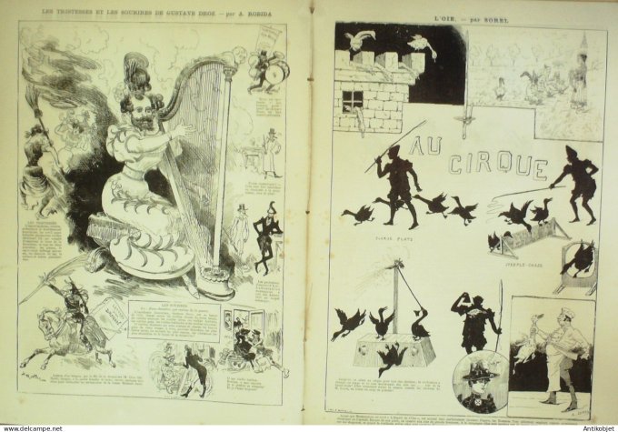 La Caricature 1884 n°211 A travers paris Job Trock L'Oie Sorel Gustave Droz Robida