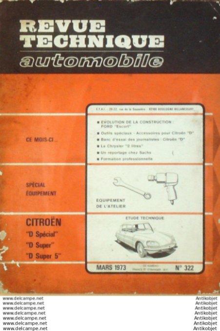 Revue Technique Automobile Citroën DS Chrysler 2L Ford Escort  #322