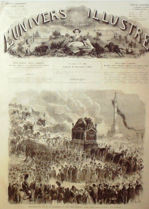 L'Univers illustré 1865 # 496 Creusot (72) Hongrie diète Belgique Obsèques Léopold II