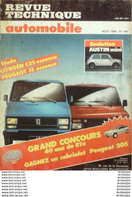 Revue Technique Automobile Citroën C25 Peugeot J5  #494