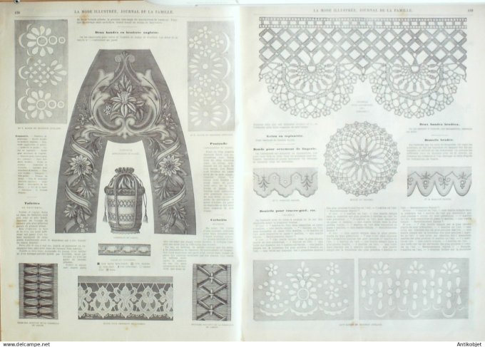 La Mode illustrée journal + gravure associée 1875 # 18