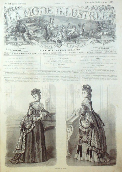 Journal Mode illustrée 1871 # 49 Toilette de dîner