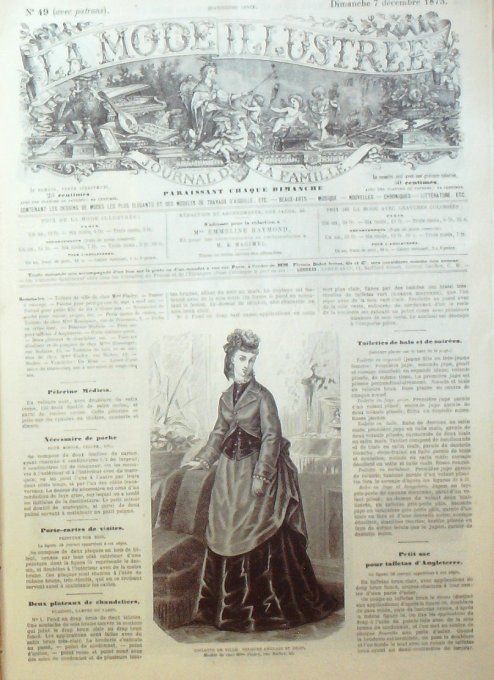 Journal Mode illustrée 1873 # 49 Toilette de  ville