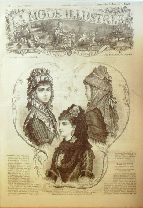 Journal Mode illustrée 1878 # 49 Capelines &  capuchons 