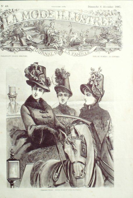 Journal Mode illustrée 1885 # 49 Chapeaux d'hiver 