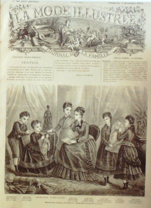 Journal Mode illustrée 1875 # 49 Costumes garçons & fillettes