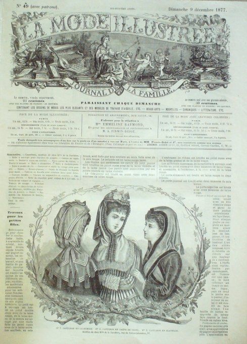 Journal Mode illustrée 1877 # 49 Capuchon en cachemire     