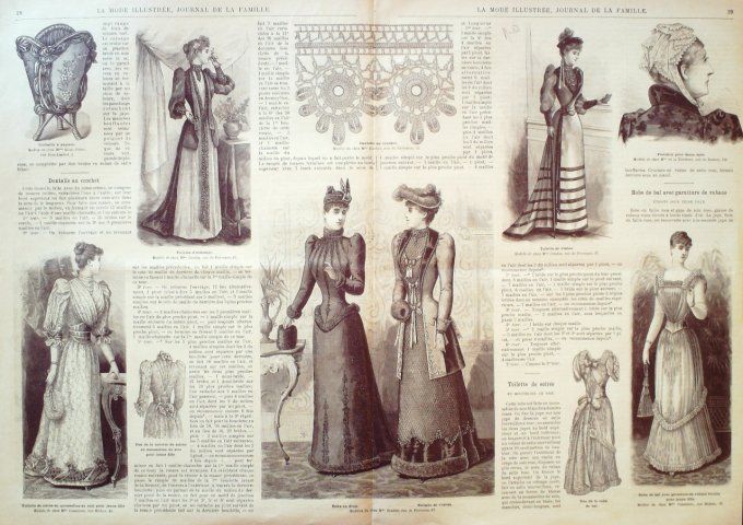 Journal Mode illustrée 1892 #  4 Robes en drap & soie