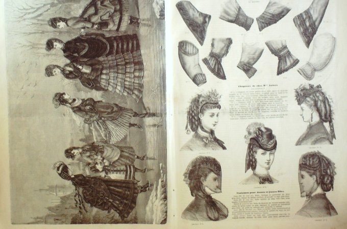 Journal Mode illustrée 1871 #  4 Corsage tulle & capuchon cachemire