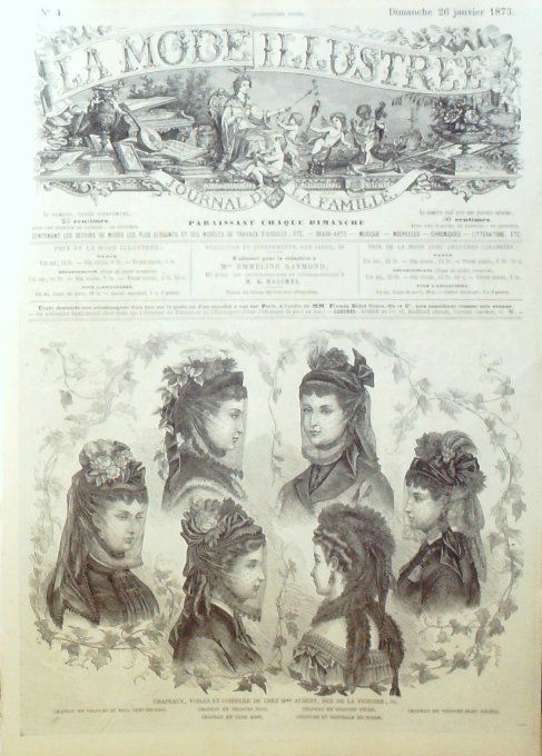 Journal Mode illustrée 1873 #  4 Chapeaux & voiles