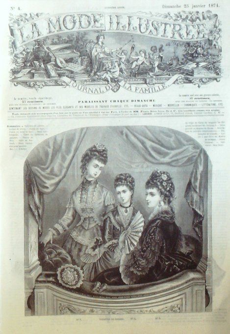 Journal Mode illustrée 1874 #  4 Toilettes de soirées