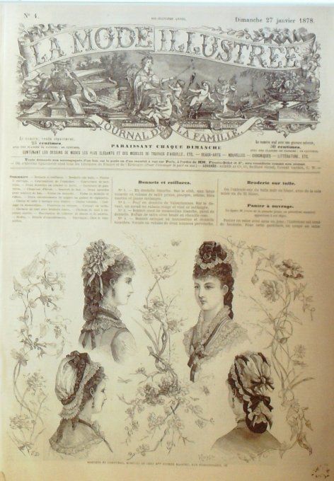 Journal Mode illustrée 1878 #  4 Bonnets & coiffures