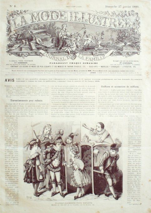 Journal Mode illustrée 1889 #  4 Travestissements enfants