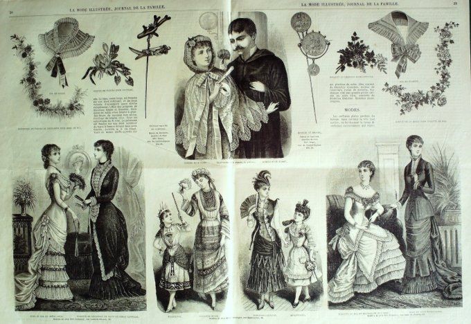 Journal Mode illustrée 1881 #  4 Toilette fille & tablier Madras