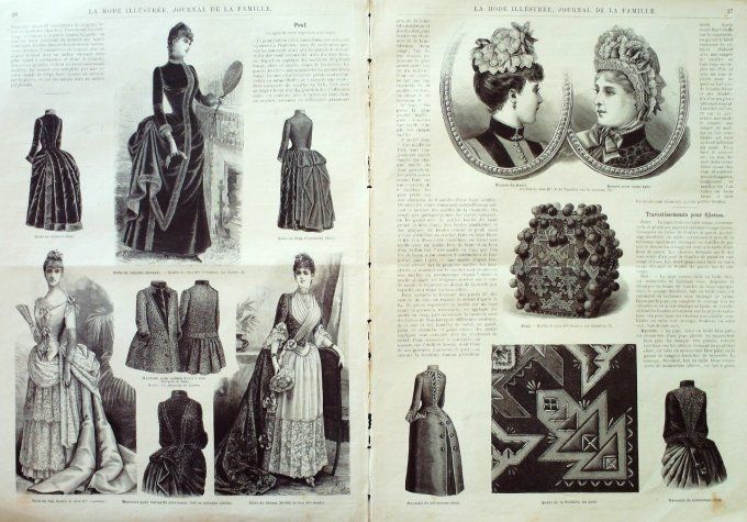 Journal Mode illustrée 1887 #  4 Manteau de printemps robe drap