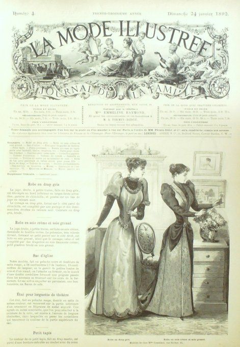 Journal Mode illustrée 1892 #  4 Robes en drap & soie