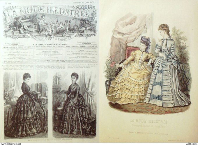 La Mode illustrée journal + gravure associée 1873 # 22