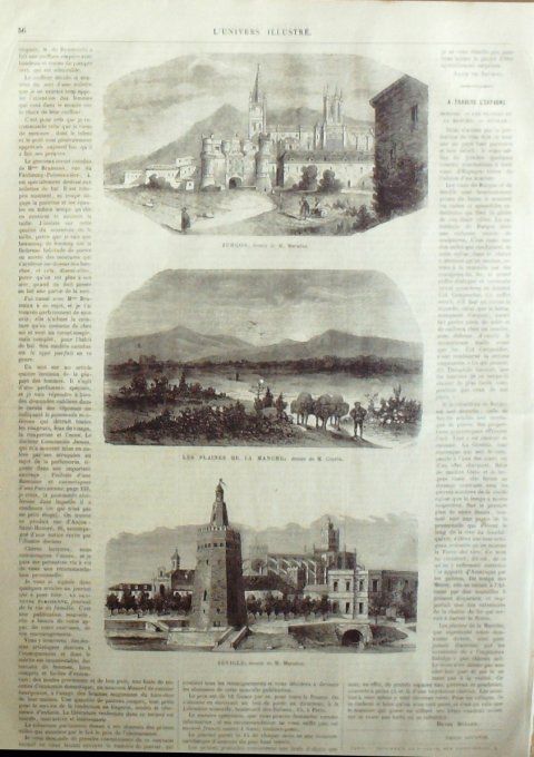 L'Univers illustré 1866 # 505 Espagne Séville Strasbourg (67) Goethe Hôtel Dieu 