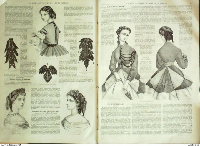 La Mode illustrée journal + gravure associée 1865 # 52