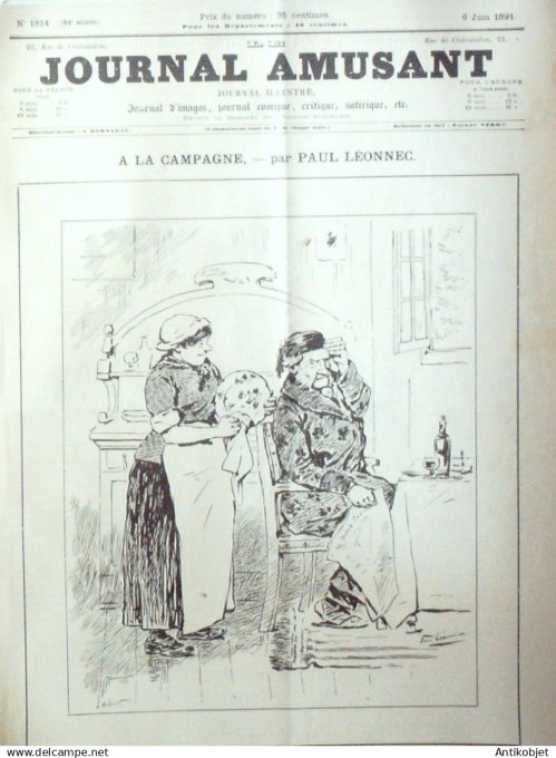 Le Journal Amusant 1891 n°1814 Poème philosophique coquin de printemps joies de Vill égiature