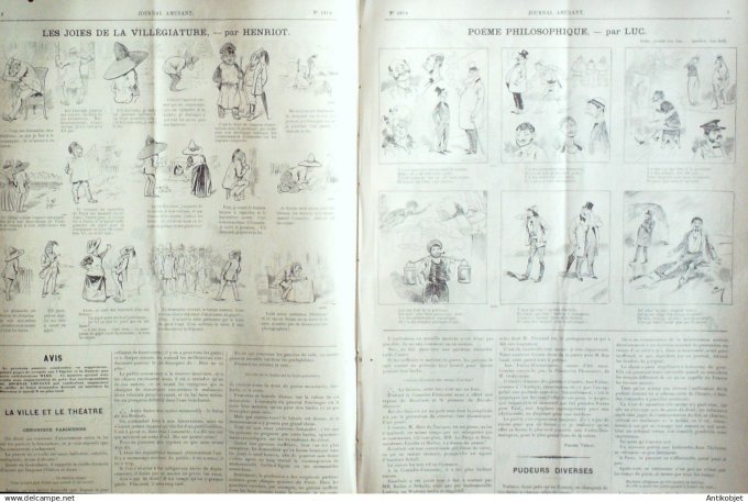 Le Journal Amusant 1891 n°1814 Poème philosophique coquin de printemps joies de Vill égiature