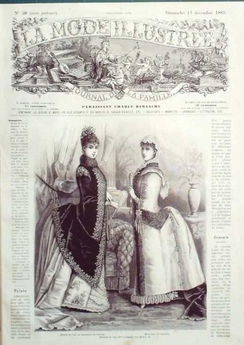 Journal Mode illustrée 1885 # 50 Sortie de bal & manteau de théâtre