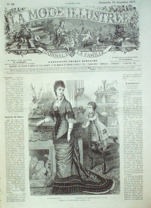 Journal Mode illustrée 1877 # 50 Toilettes de dîner          