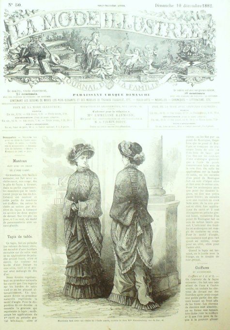 Journal Mode illustrée 1882 # 50 Manteau châle de l'Inde