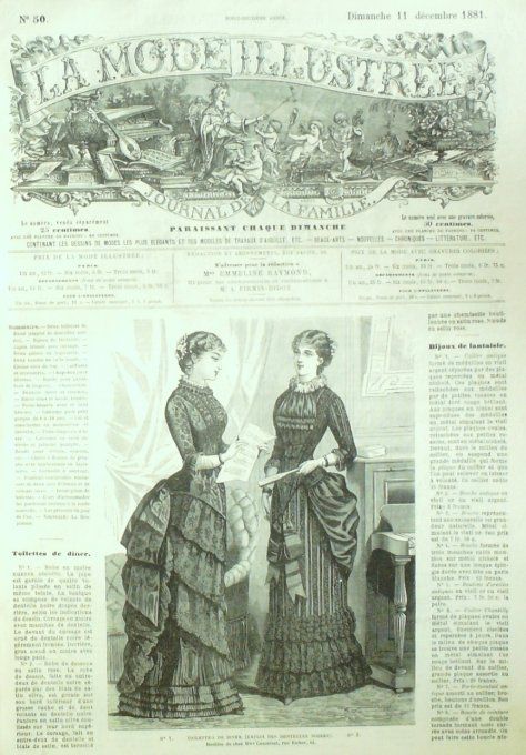 Journal Mode illustrée 1881 # 50 Toilettes de dîner