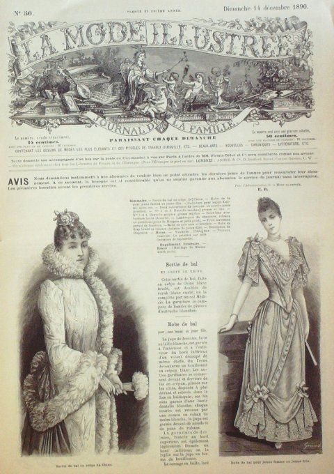 Journal Mode illustrée 1890 # 50 Robes de bal