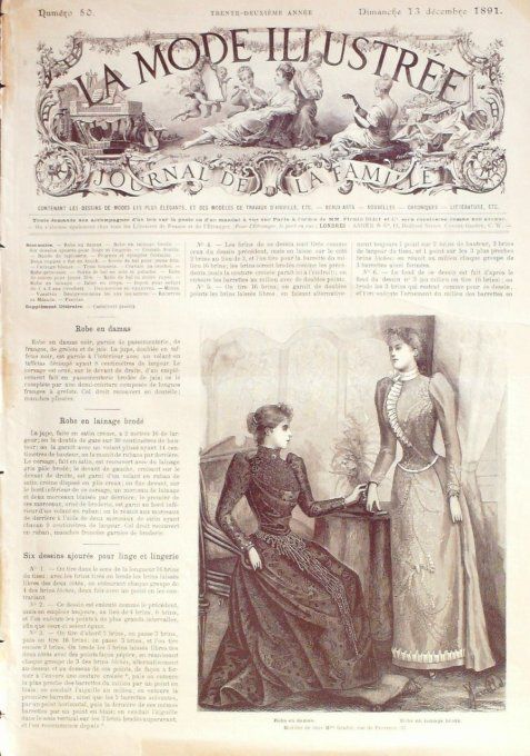 Journal Mode illustrée 1891 # 50 Robes en damas & lainage