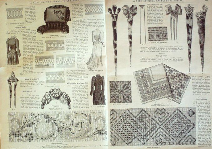 Journal Mode illustrée 1891 # 50 Robes en damas & lainage