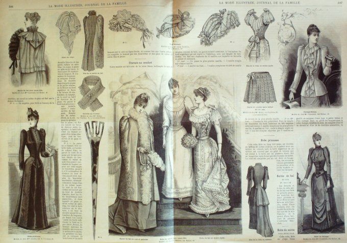 Journal Mode illustrée 1891 # 50 Robes en damas & lainage