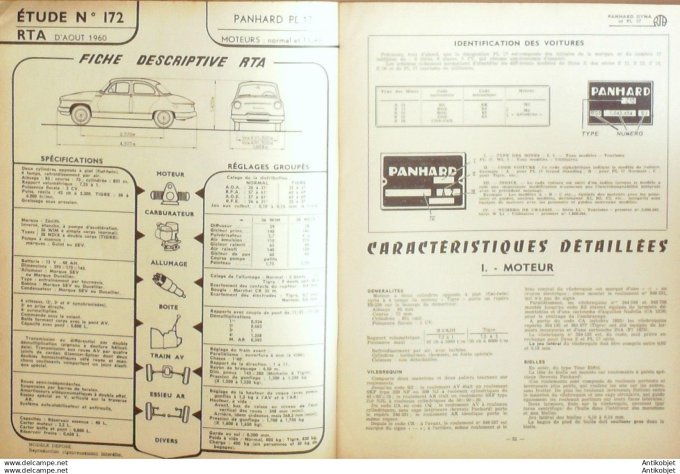 Revue Technique Automobile Panhard Dyna Z & PL 17 Peugeot 404 172#1960