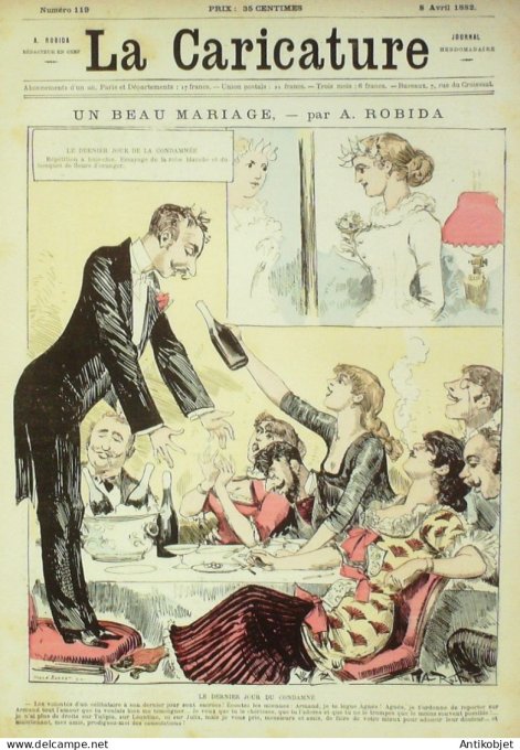 La Caricature 1882 n°119 Mariage Dot Robida Heure du patissier Saro