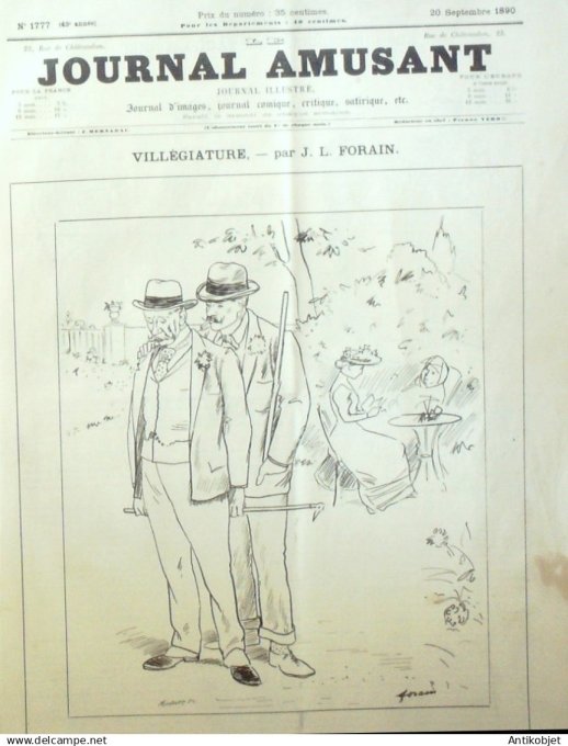 Le Journal Amusant 1890 n°1777 Chasse en chasse 7 pêch és capitaux la Gourmandise Villégiature