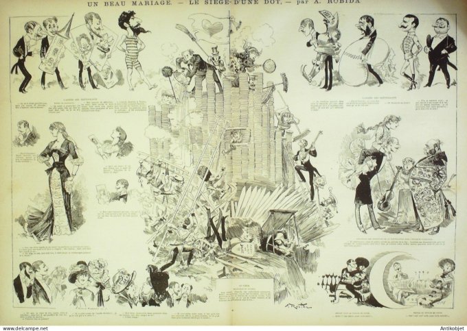 La Caricature 1882 n°119 Mariage Dot Robida Heure du patissier Saro