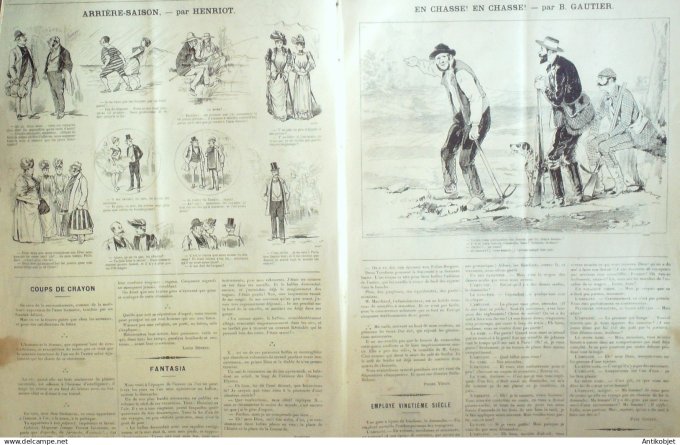 Le Journal Amusant 1890 n°1777 Chasse en chasse 7 pêch és capitaux la Gourmandise Villégiature