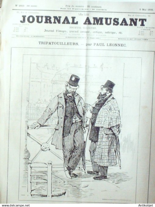 Le Journal Amusant 1891 n°1810 Tripatouilleurs sur le boulevard touchant accord