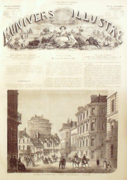 L'Univers illustré 1866 # 515 Rouen (76) tour Jeanne-d'Arc Espagne Carthagène Ferrol 