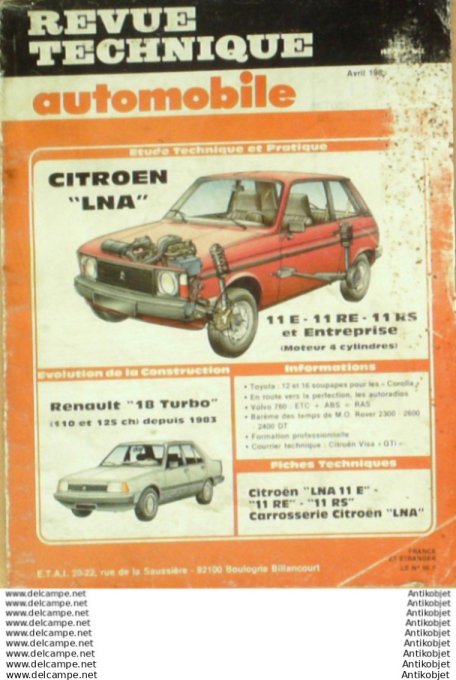 Revue Technique Automobile Citroën Lna 11 Renault 18  #454