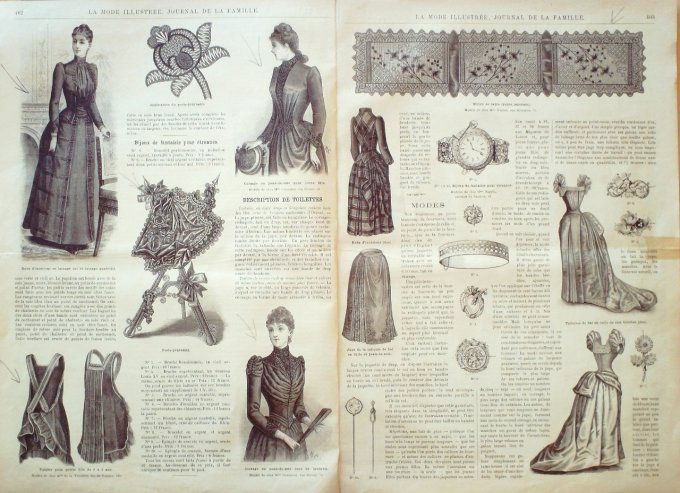 Journal Mode illustrée 1889 # 51 Robes en moire & dentelle 