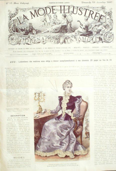 Journal Mode illustrée 1897 # 51 Toilette de réunion dame âgée