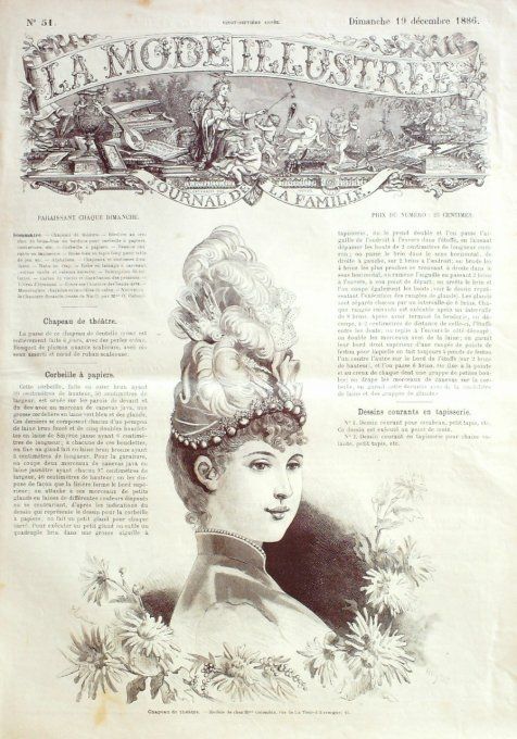 Journal Mode illustrée 1886 # 51 Chapeau de théâtre